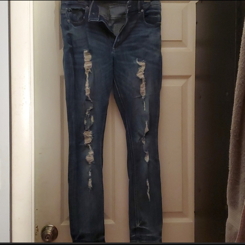 Express skinny jeans, distressed style
